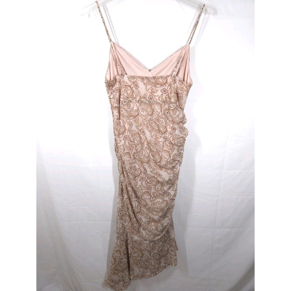 Versona Womens Paisley Midi Dress M Boho Chic Ruched Spaghetti Strap Retro‎ - Picture 9 of 14